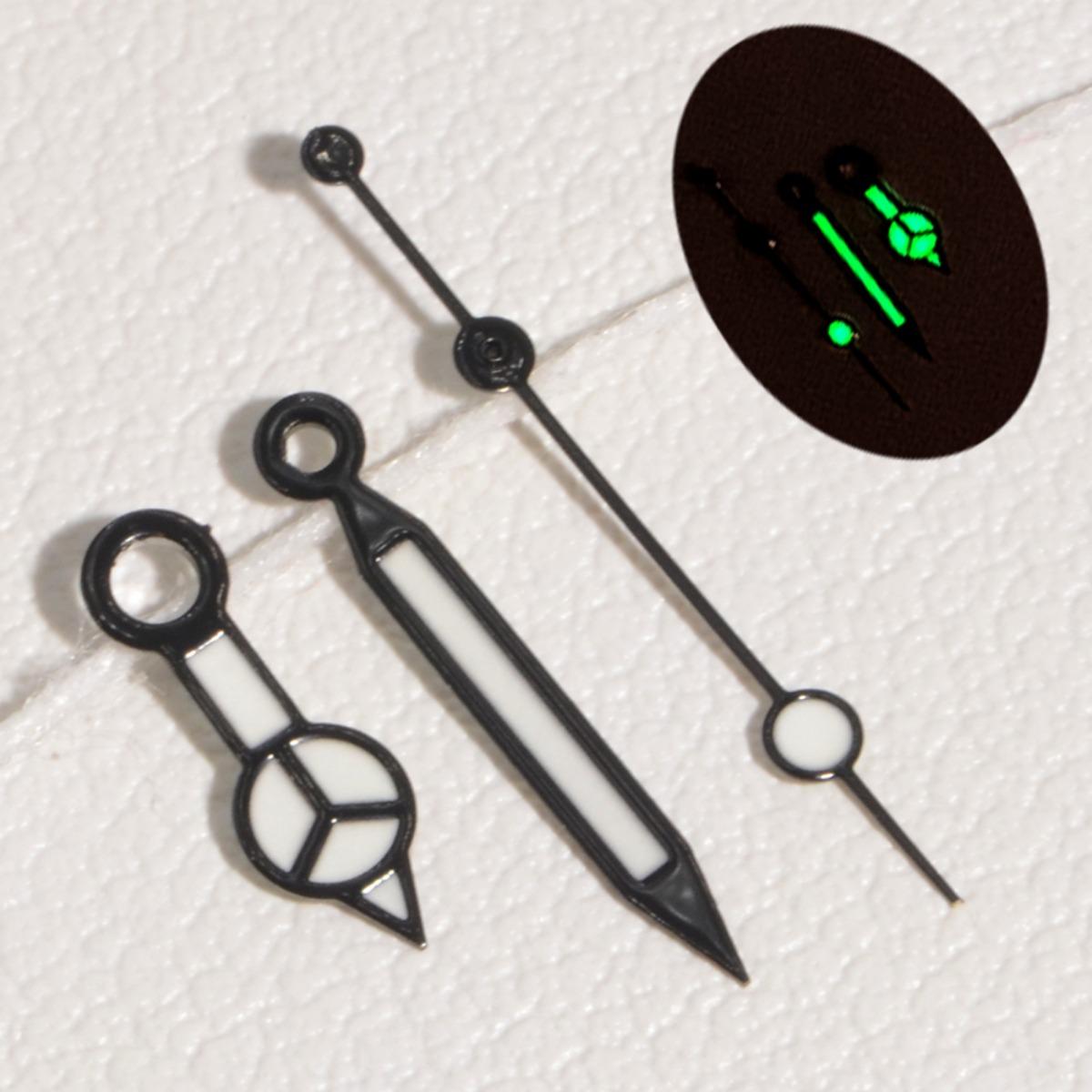 

NH35 NH36 Polished Hands Watch Pointer 8*12*13.5mm Black Hands Diver Aiguille Hands C3 Green Luminous Diving Watches Pointers чёрный/белый