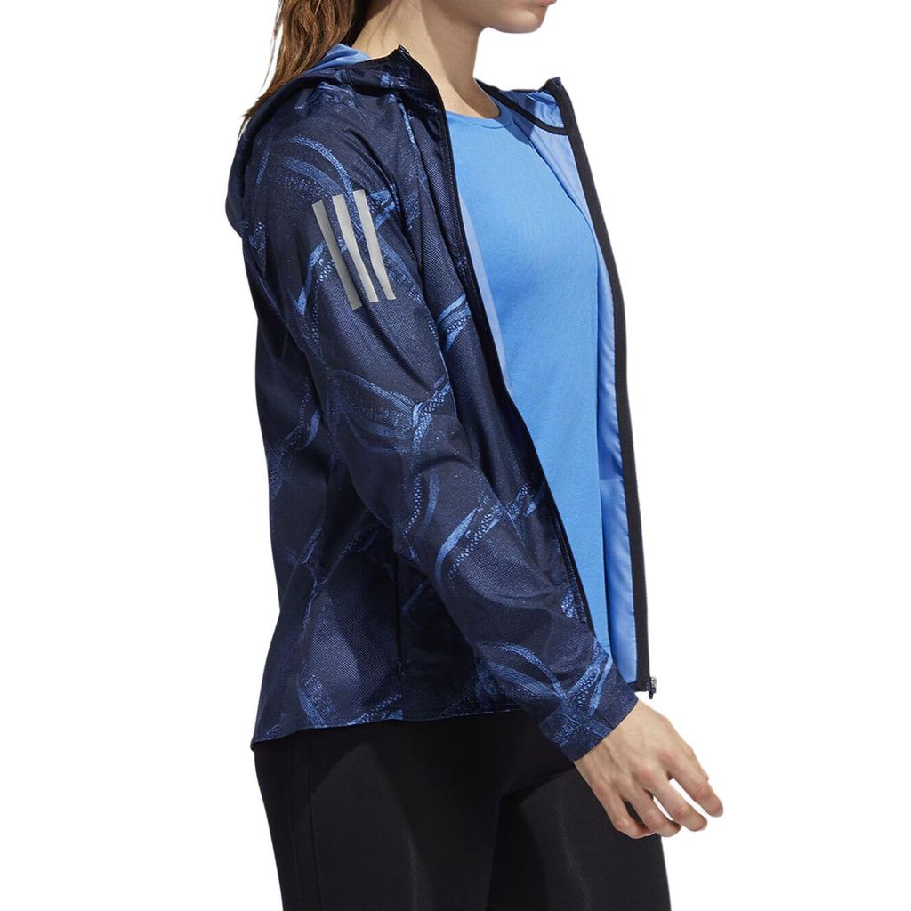 Adidas W Own The Run Mikina s kapucí a zipem s dlouhým rukávem Dámská bunda Námořnická modř DZ2011