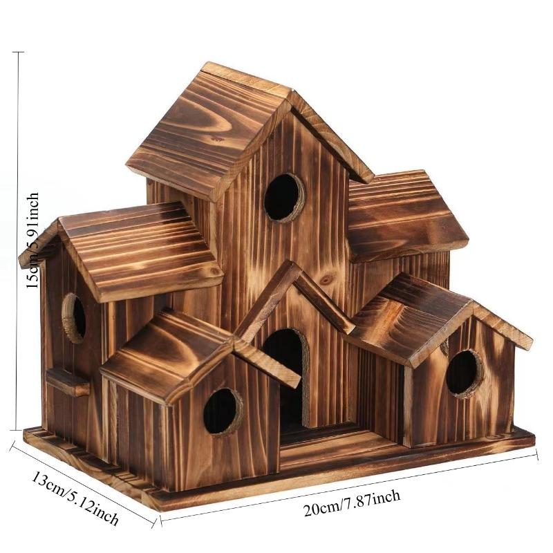 1 Stück Bienenhaus aus Holz Massivholz Haus Ornament Ländlich Außen Vogelhaus Villa Gartenanhänger Vogelfutterspender