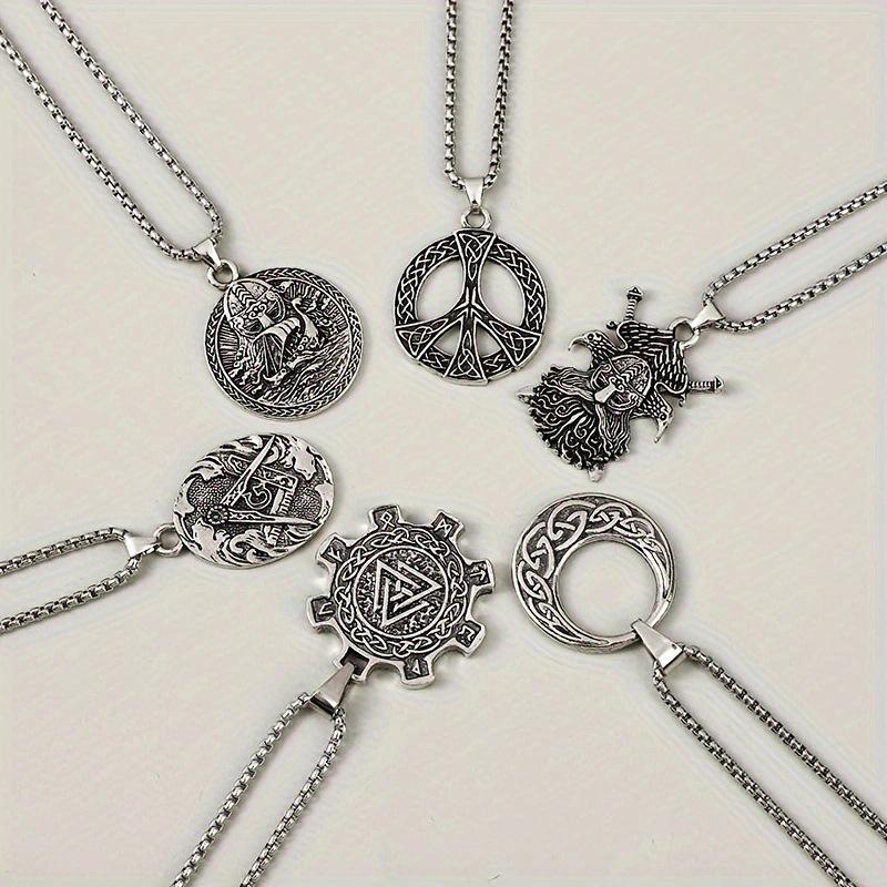 Retro Wolf Head Pendant Necklace - Men's Zinc Alloy Electroplated Wolf Tooth Design