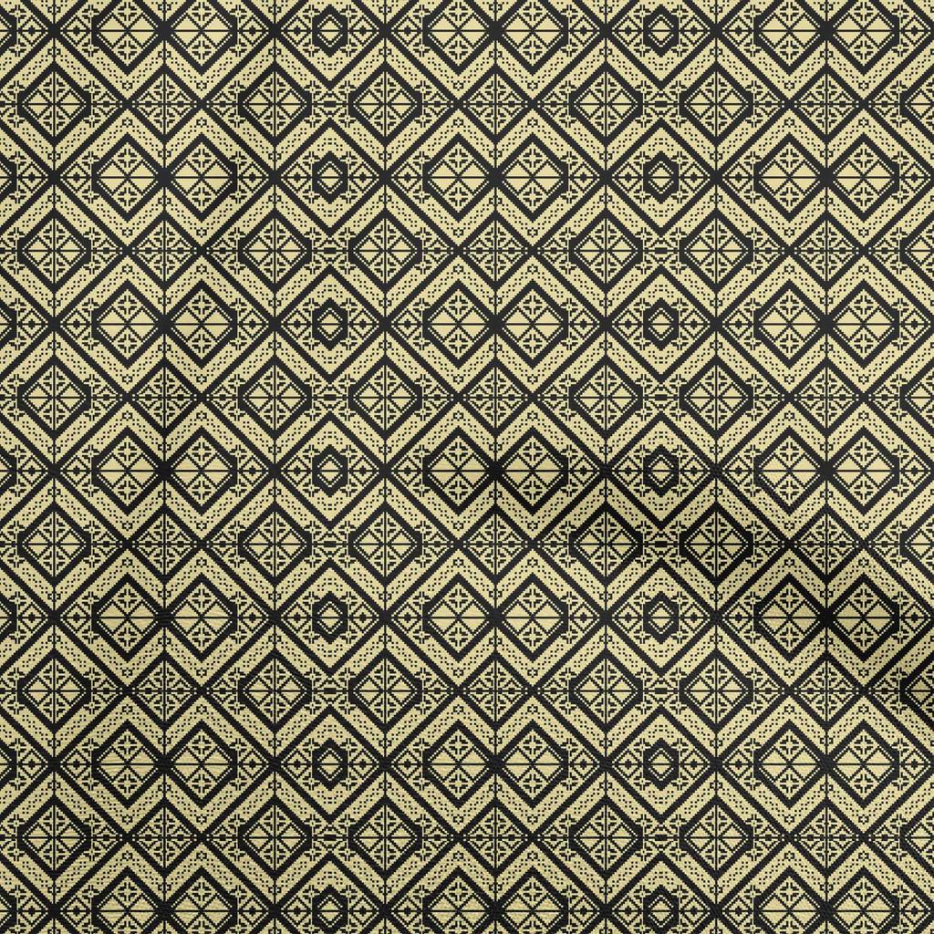 oneOone Cotton Flex Dark Teal Blue Fabric Geometric Diy Clothing Quilting Fabric Print Fabric By Yard 40 Inch