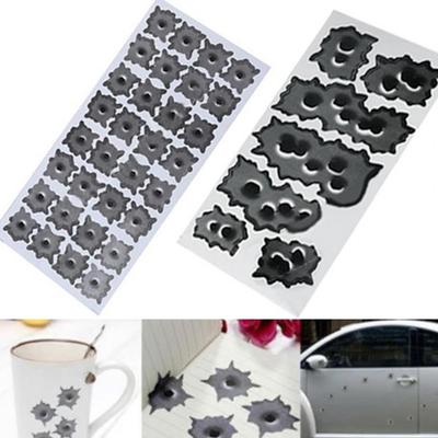 Estilo de carro 3D Decalques Emblema Símbolo Criativo Adesivos Personalizados Buraco de Bala Falso Tiros de Arma Engraçados Adesivos de Capacete de Carro