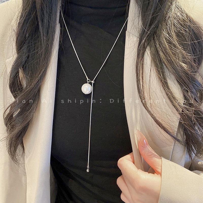 Жемчужный чокер с кисточками: Модное длинное женское ожерелье и цепочка для свитера: тренд