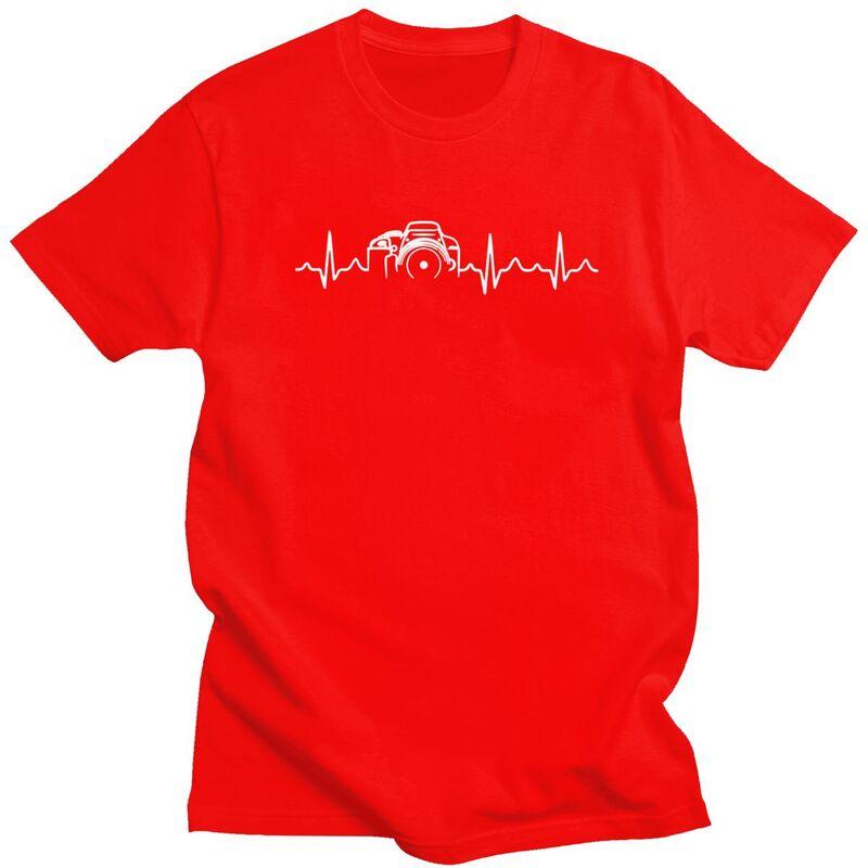 

Custom Classic Heartbeat Of Camera T Shirt Men ShortSleeve Photographer Tshirts Casual Tee Slim Fit Tshirts Merch S