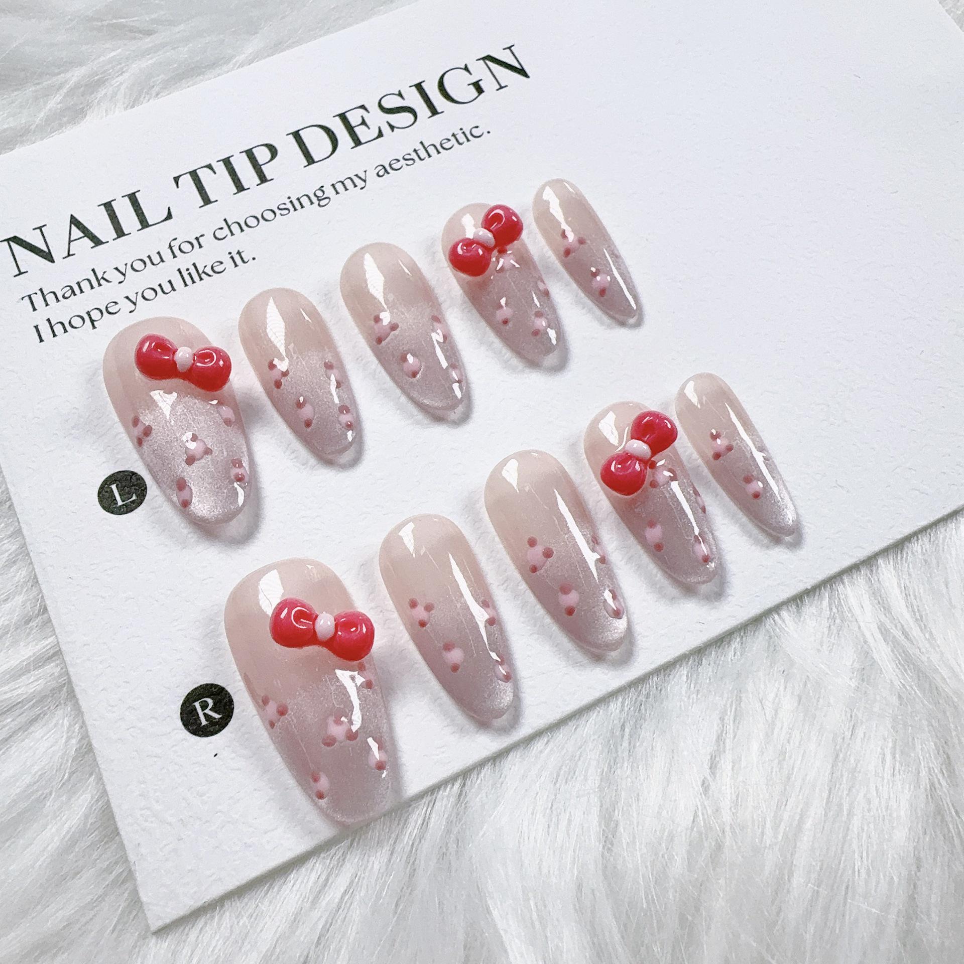 Pink Leopard Gradient Detachable Cartoon Nail Tips