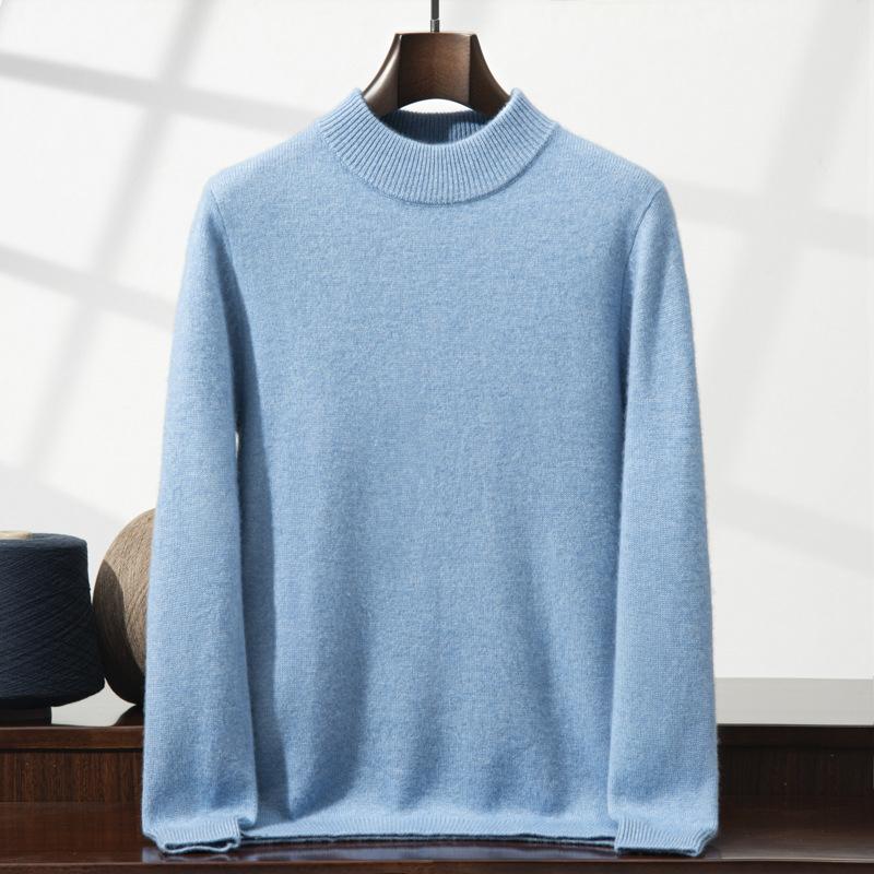 New thickened cashmere sweater semi-turtleneck sweater with cashmere bottoming knitted sweater