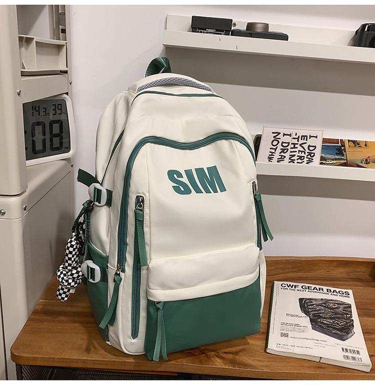 Zaino Color Block di Grande Capacità - Stile Coreano per Studenti delle Medie e Universitari