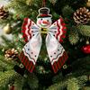 Santa Claus Butterfly Knot Pendant Vintage Holiday Hanging Decor Christmas Fabric Ornaments  Party