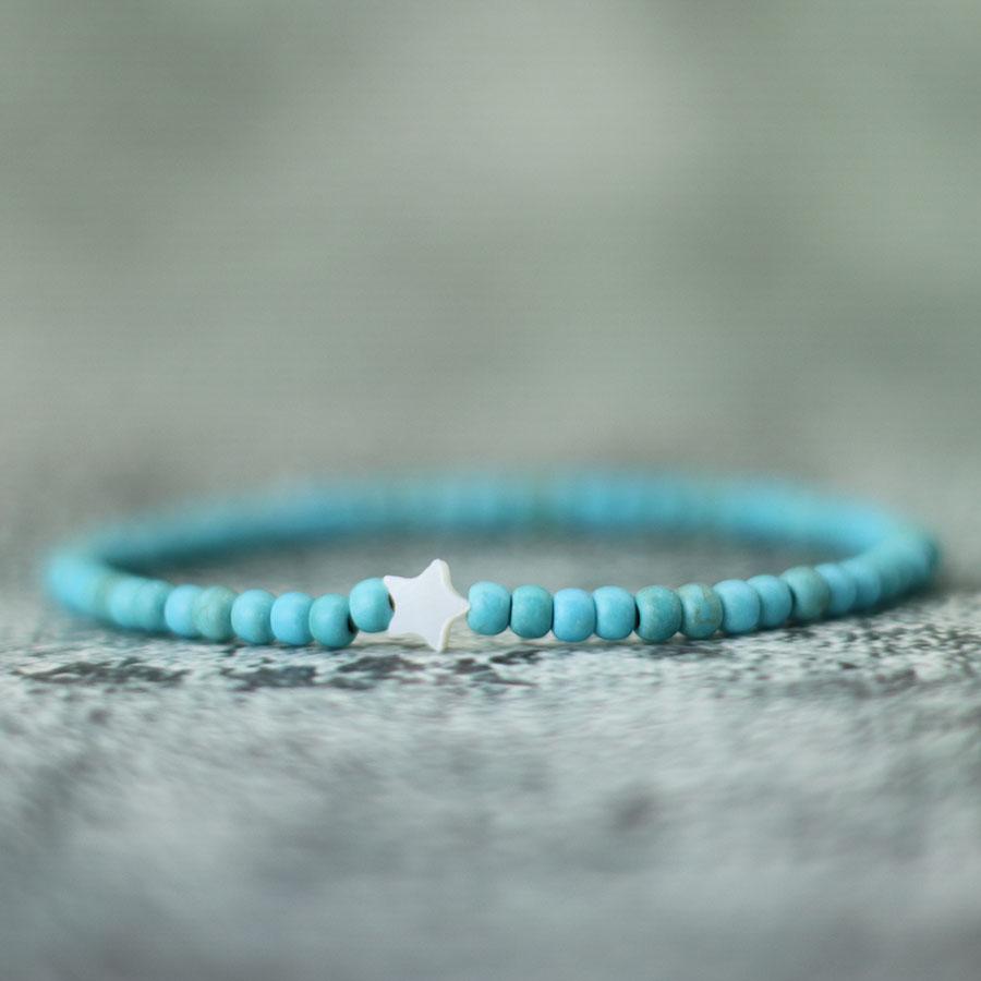 

Noter Bohemian 4mm Natural Stone Women Bracelet Blue Howlite Coconut Bead Braslet Beach Shell Braclet Gift For Her Pulseria