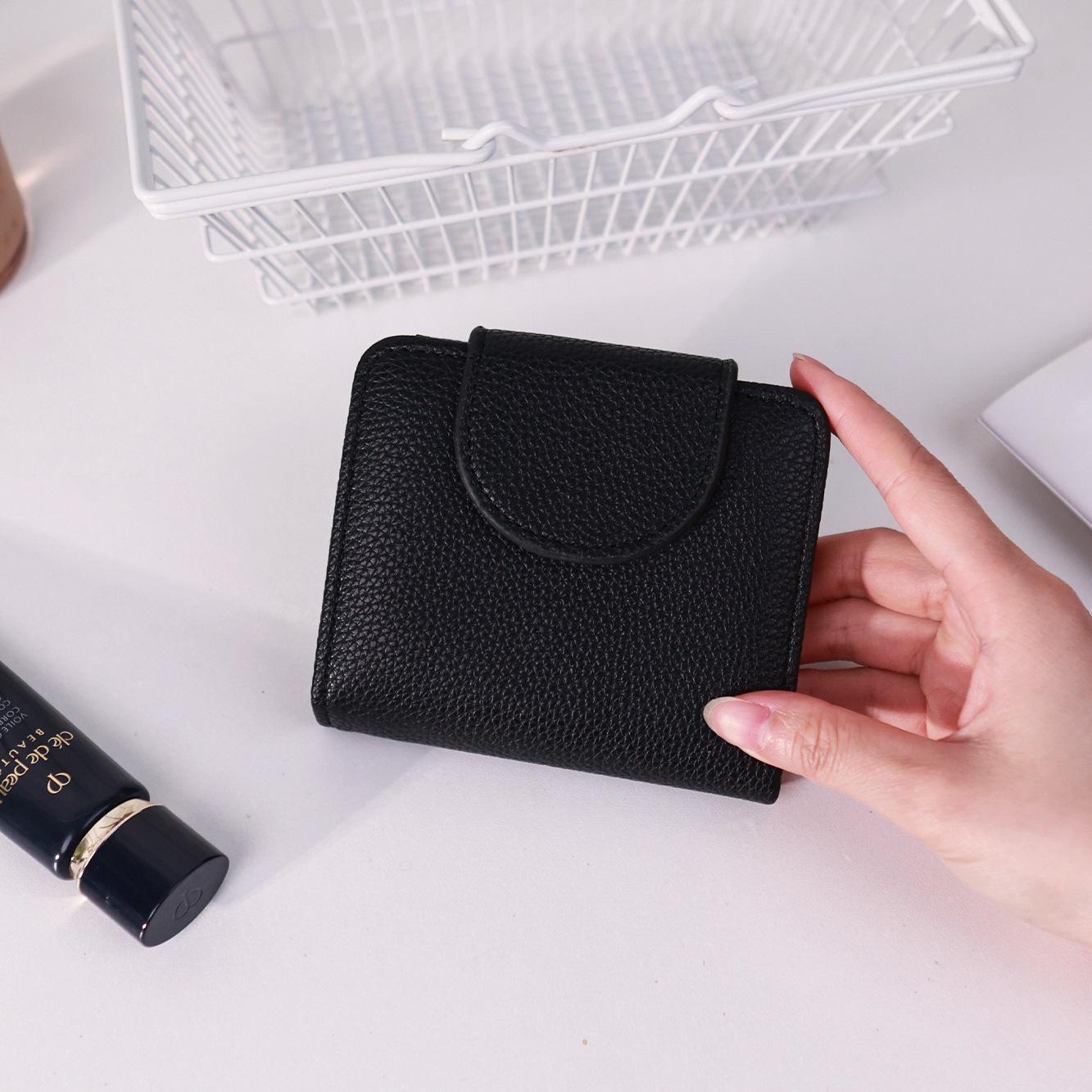 

Женский минималистичный кошелек в корейском стиле, цвет дофамина, держатель большой вместимости для нескольких карт 11X2X9.8 cm чёрный