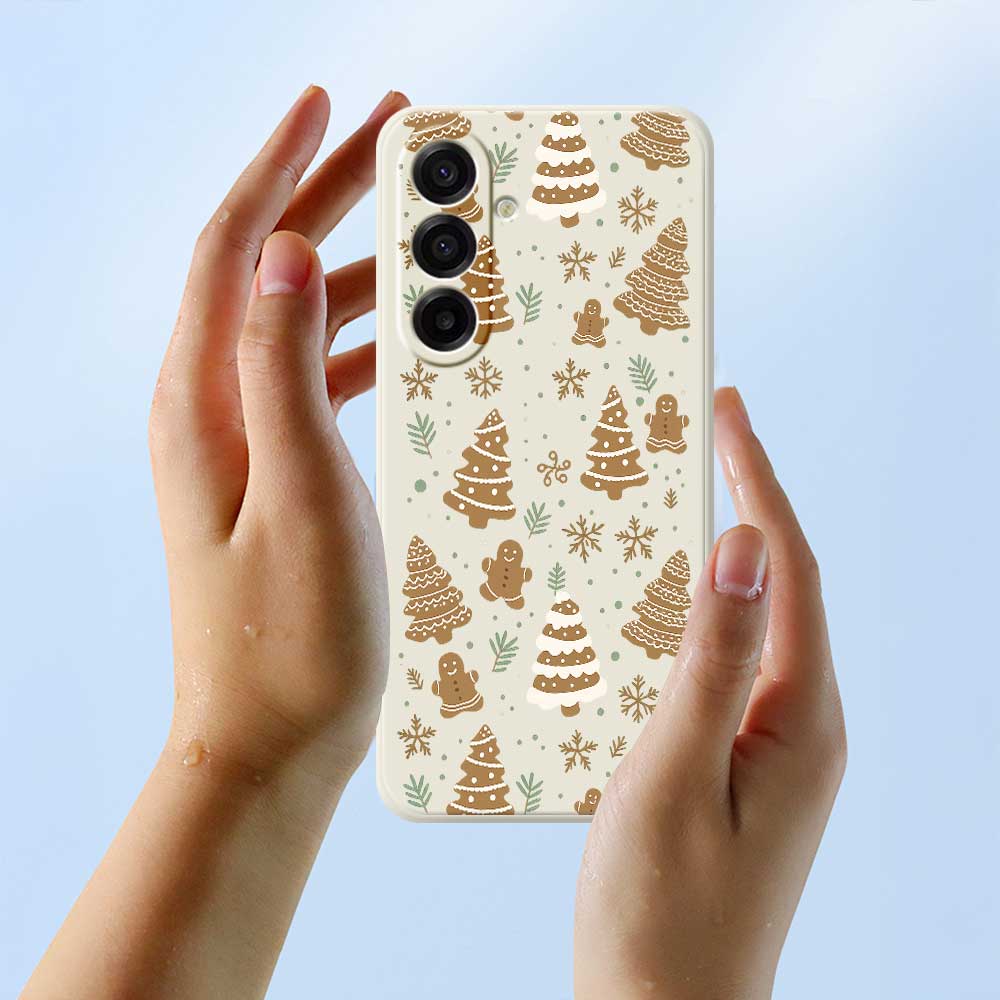 For Samsung Galaxy A17 5G Case Brown Christmas Tree Gingerbread Pattern Printing Straight Edge TPU Phone Back Cover