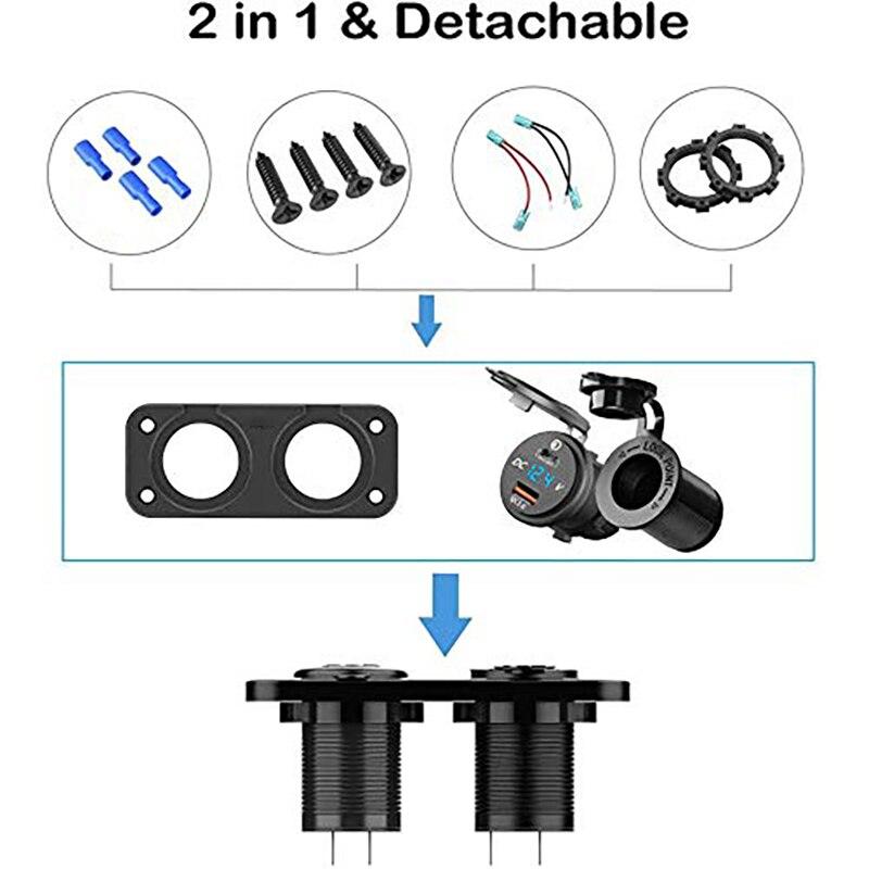 סוג C PD QC 3.0 לוח שקע USB לרכב 12V / 24V מטען לרכב שקע מובנה שקע חשמל למשאית סירה לאופנוע