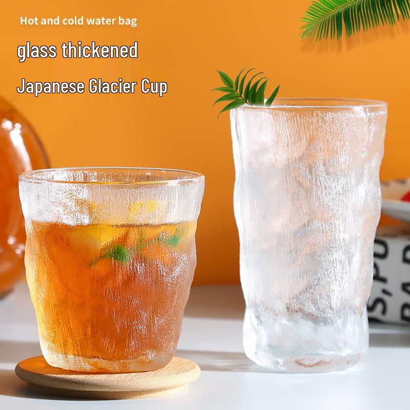 Glacier Pattern Glass Cup: Versatile for Water, Beer, Coffee, Milk Tea, and Summer Beverages 201-300ml