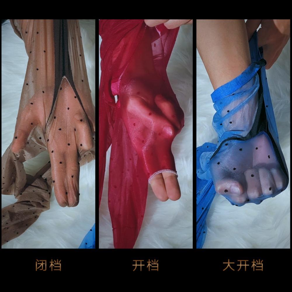 Qinghe Aurora Polka Dot Stockings Can Be Cut At Will, Sexy Oily and Shiny, Ultra-thin Men's Jj Set, High-density Silky Pantyhose.