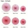 12 Pieces Party Hanging Paper Fan Set  Yellow Round Paper Garland  Birthday Wedding Graduation Accessories