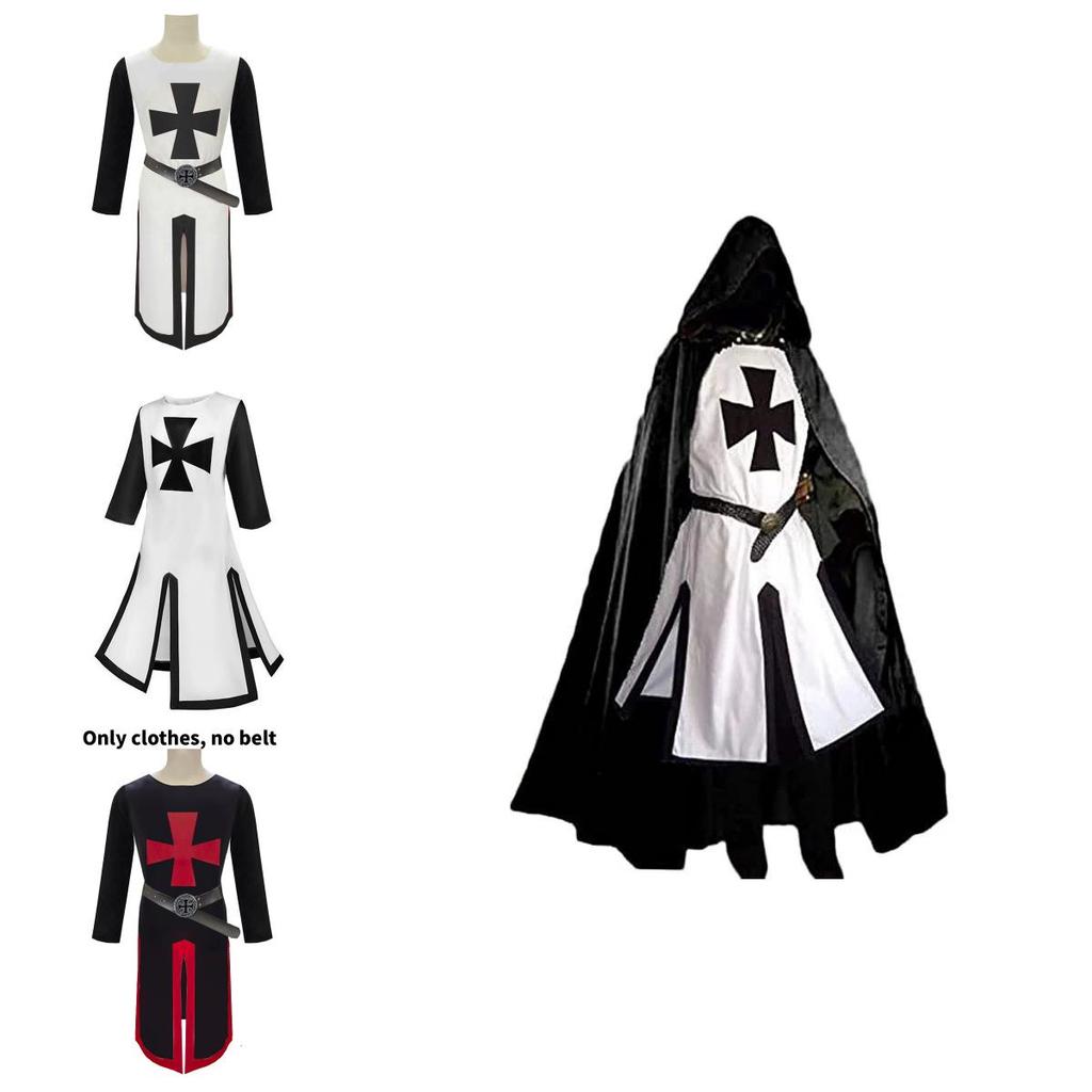 Knights Templar Costume For Stage Performance With Digital Print Cotton Blend For Adults