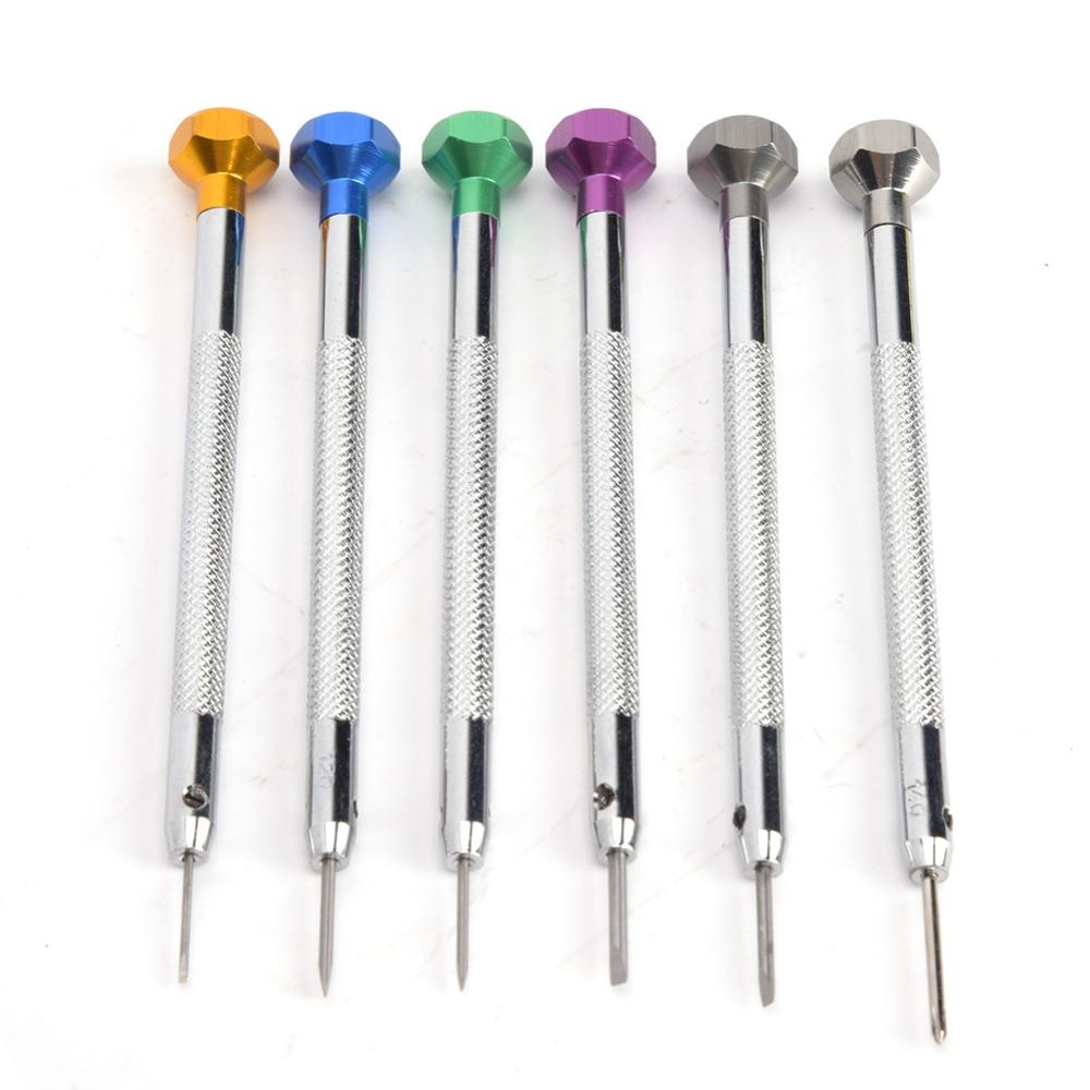 6pcs Silver Watch Screwdriver Aluminum Construction Watch Repair Tools  Watchmaking