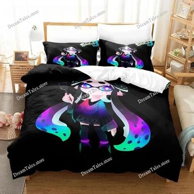 Kawaii Game Splatoon 3 Bedding Set Single Twin Full Queen King Size Bed Set Aldult Boys Bedroom Duvet Cover Sets Luxury Gift741