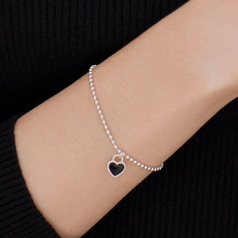

dmoment (925 silver) Nocturne Black Heart Silver Bracelet Silver