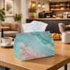 1pc Pastel Watercolor Fantasy Tissue Box - Pink Cloud Golden Teal Fluid Napkin Storage Box, Suitable for Rolls/facial Tissues/single Sheets,Two Sizes 