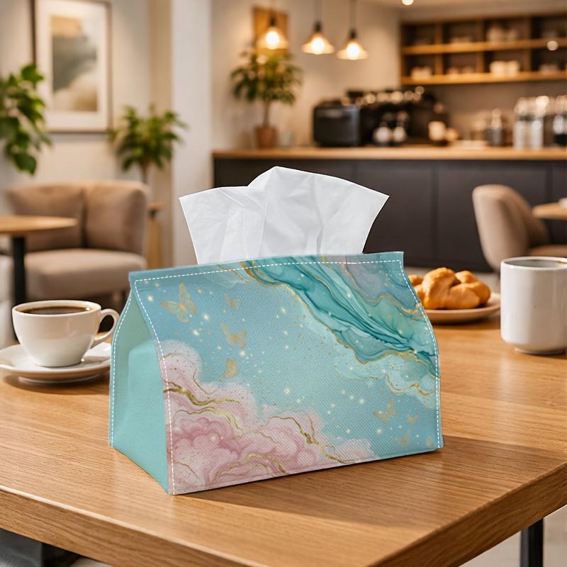 1pc Pastel Watercolor Fantasy Tissue Box - Pink Cloud Golden Teal Fluid Napkin Storage Box, Suitable for Rolls/facial Tissues/single Sheets,Two Sizes