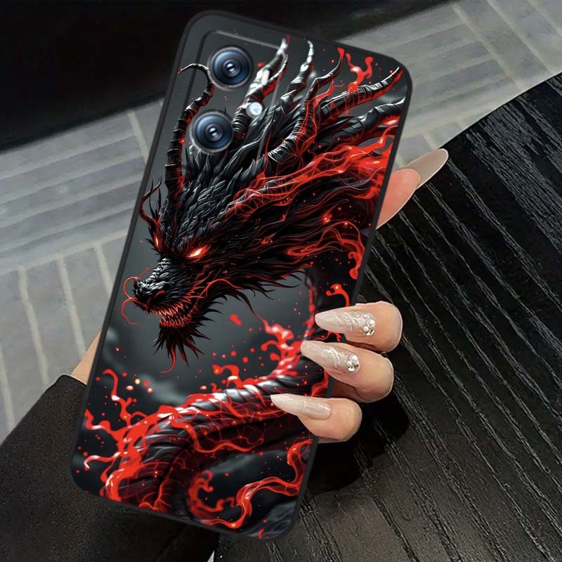 Fashion Dragon Illustration For OPPO Reno 5 6 7 A96 A40 A58 Realme GT A74 A78 Neo2 A74 A78 Find X5 X3 X7 X8 Black Phone Case