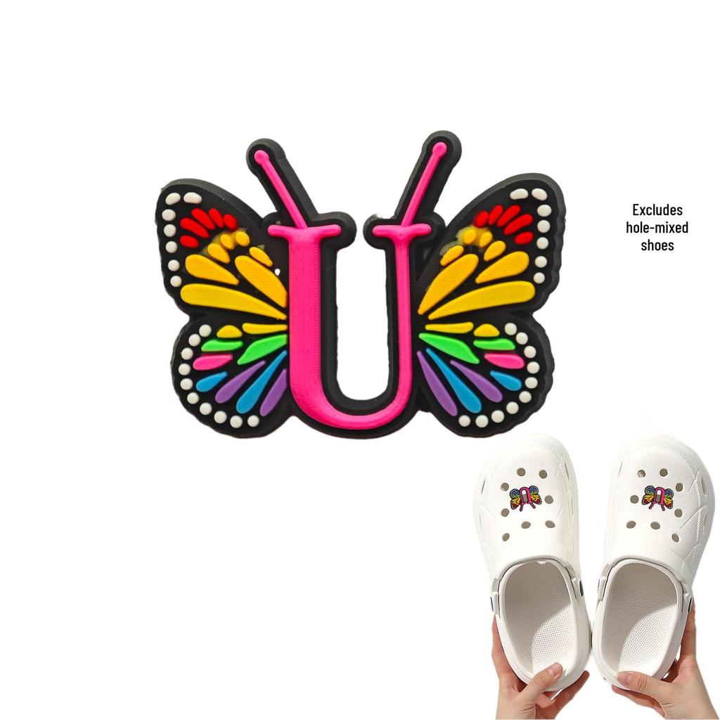 Cross-border Cute Detachable PVC Shoe Ornaments: Butterfly, Letter, Cartoon Designs for Festival and Party Shoes