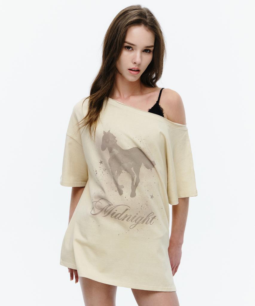 MIDNIGHT MOVE Horse T (Beige)