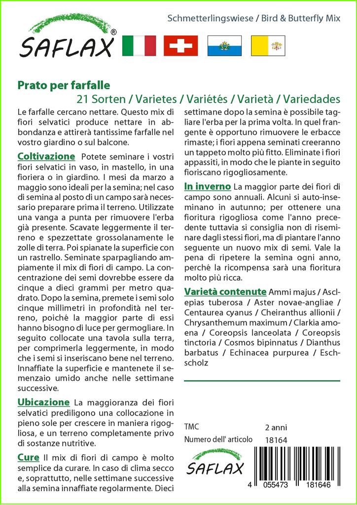 SAFLAX Mix di uccelli e farfalle - 1000 semi - 21 Mix di fiori di campo