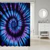 Tie Dye Shower Curtain Blue Purple Spiral Swirl Shape Trippy Abstract Artistic Hippie Bathroom Decor With Hooks