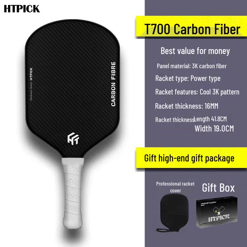 HTPICK Carbon Fiber Frosted Pickleball Racket - Professional Competition Level T700 for Outdoor Sports