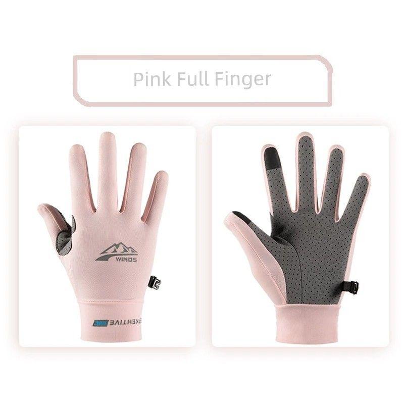 

Sun Protection Gloves Thin Men and Women Ice Silk Summer Cotton UV Protection Half Finger Full Finger Driving Non Slip Breathable Fishing Promotion Iceberg pink full finger All yards