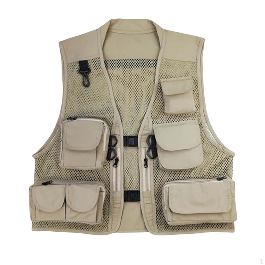 Gilet da Pesca a Mosca con Tasche Multiple Fotografia Gilet Utility Rimovibile Cappotto Capospalla per