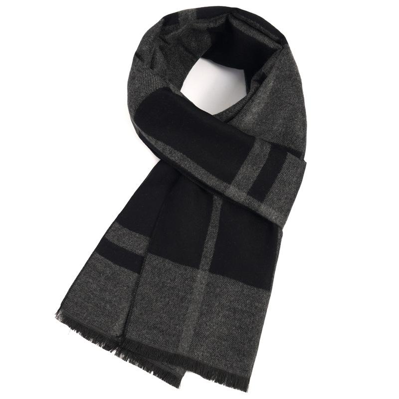 Men'S Scarves Men'S Winter Warmth Plaid Long Imitation Cashmere Men'S Scarves Custom