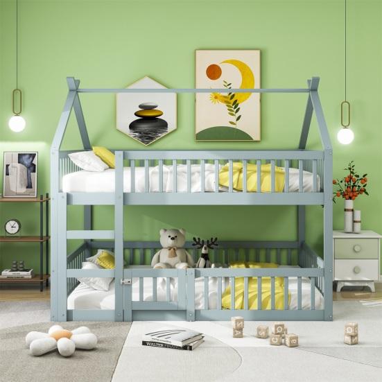 Wood Frame Family Loft Bed Stable Base Bunk with Ladder Falling Protection Strong Baby Cot Load Bearing Bedroom Furniture