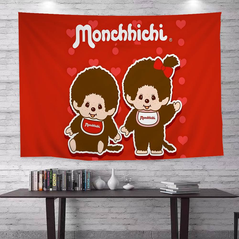 Japanese Cute Doll MMonchhichiS Cartoon Tapestry Art Science Fiction Room Home Decor Wall Hanging Sheets
