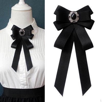 Pre-tied Bowknot Pearl Bow Tie Ribbon Brooch for Women Elegant Masquerade Parties