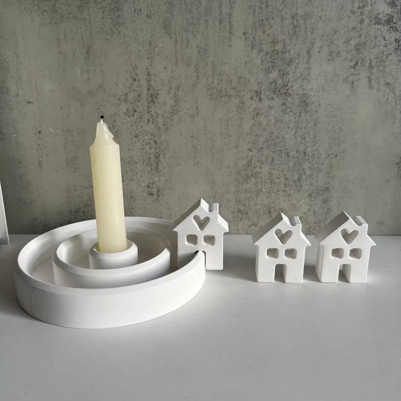 Epoxy Mold Love House Table Decor 4 Even Chimney Small House Molds DIY Castle Chocolate Silicone Mold Cake Decoration Gypsum