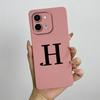 For vivo Y28 4G Case vivo Y28 4G Cover Cute Initial Letters Square Liquid Soft Silicone Phone Case Matte Shockproof Back Cover