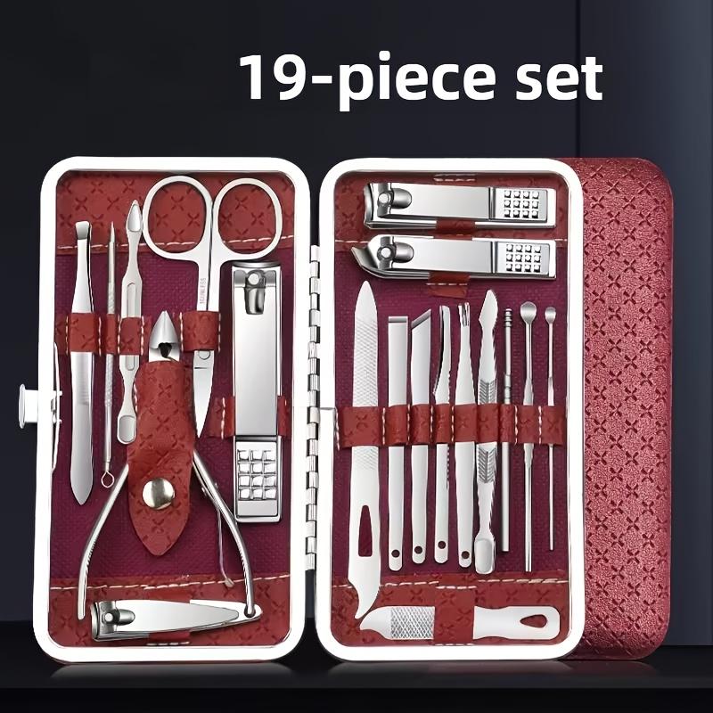 8/19pcs Travel Nail Care Kit, Portable Manicure Set with Pouch, Complete Nail Clipper & File Kit for Toe & Fingernails
