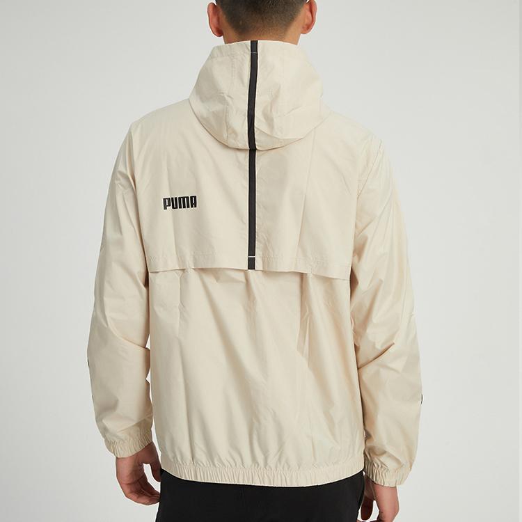 PUMA Logo Print Zip-Up Hooded Casual Jacket Men Jackets Off-White 849499-88