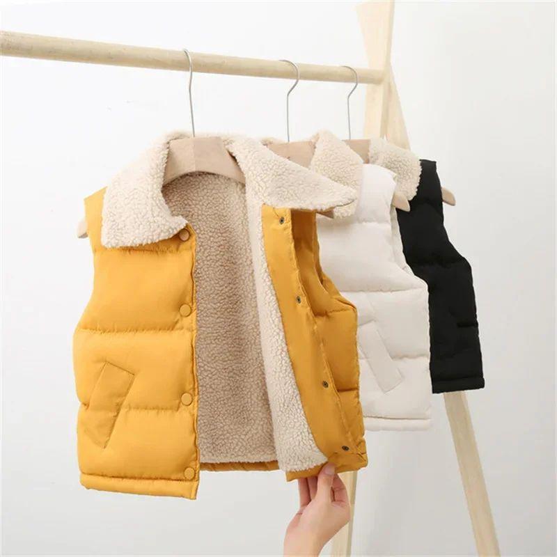 Autumn Winter Boys Girls Sleeveless Hooded Vest Jacket Cartoon Print Coat Kids Warm Vest Outwear Clothes