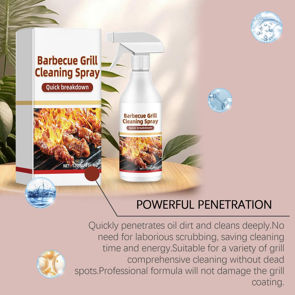 Practical BBQ Grill Cleaner Spray Convenient Grill Cleaning Foam Spray for Effective Stain and Grease Removal