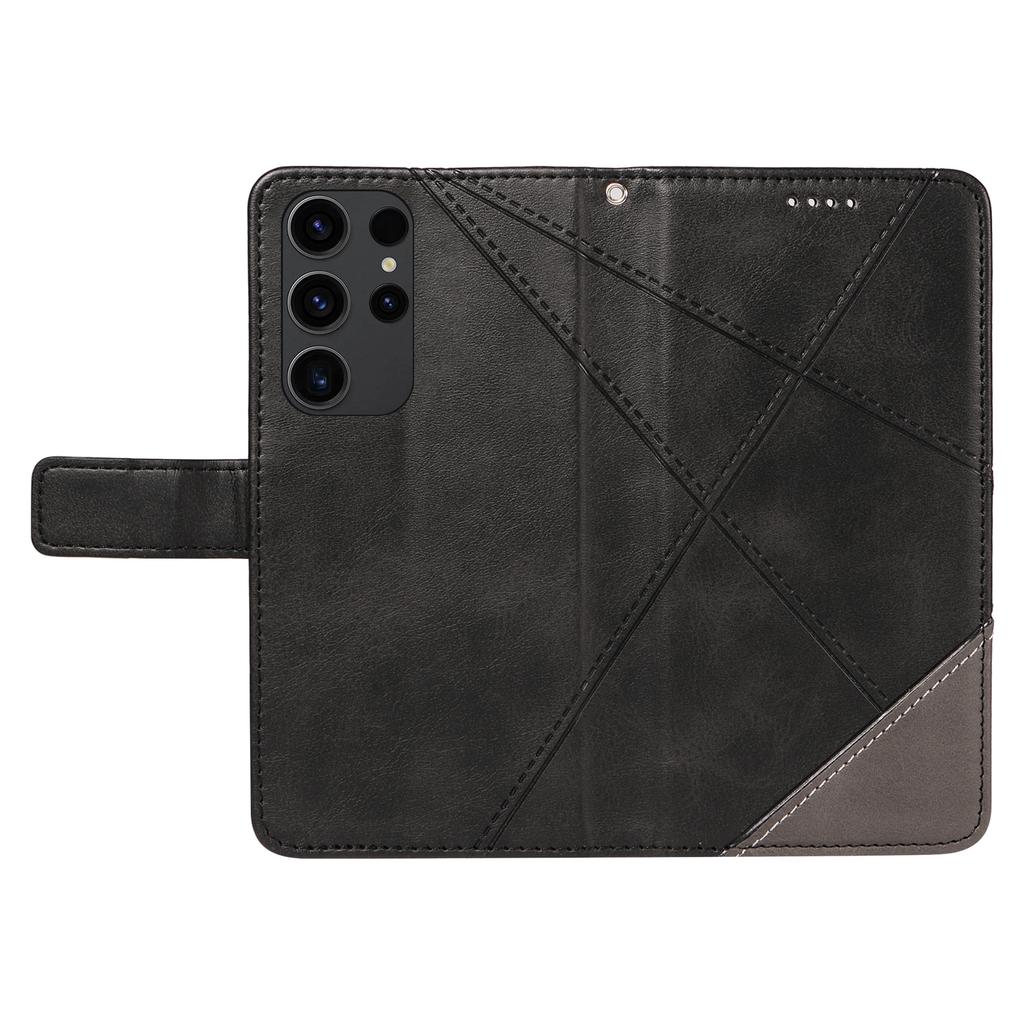 For Samsung Galaxy S23 Ultra Wallet Phone Case Geometric Line Leather Cover Protective Stand