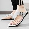 Men Black Slippers Simple Flats Flip Flops Summer Brown White Open Toe Sandals Beach Shoes Plus Size 46 47 48