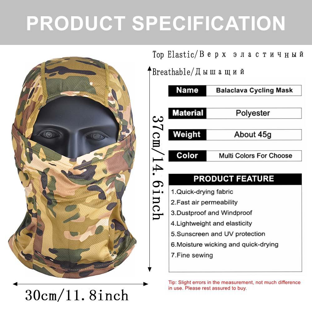 Multicam Camouflage Balaclava Fishing Full Face Scarf Mask Hiking Cycling Hunting Fising Mask Army Bike Military Head Cover Tactical Airsoft Cap Men