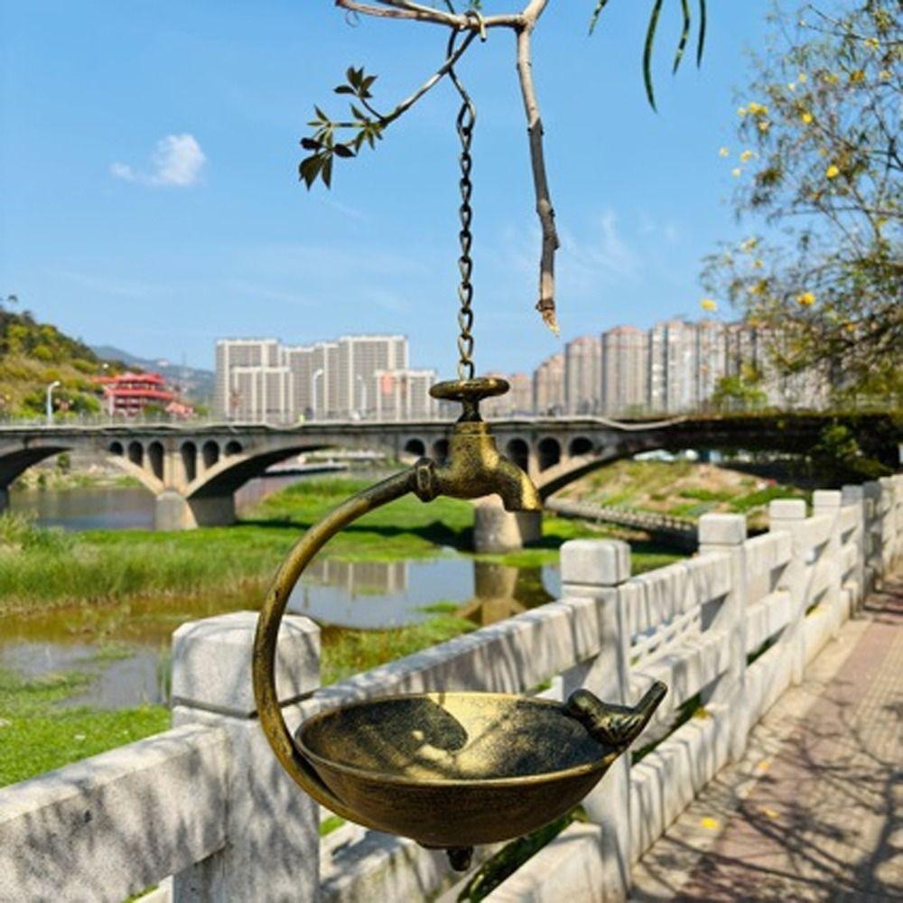 Retro Metal Bird Bath Faucet Design Feeding Station Bird Feeding Bowl  Garden Decor