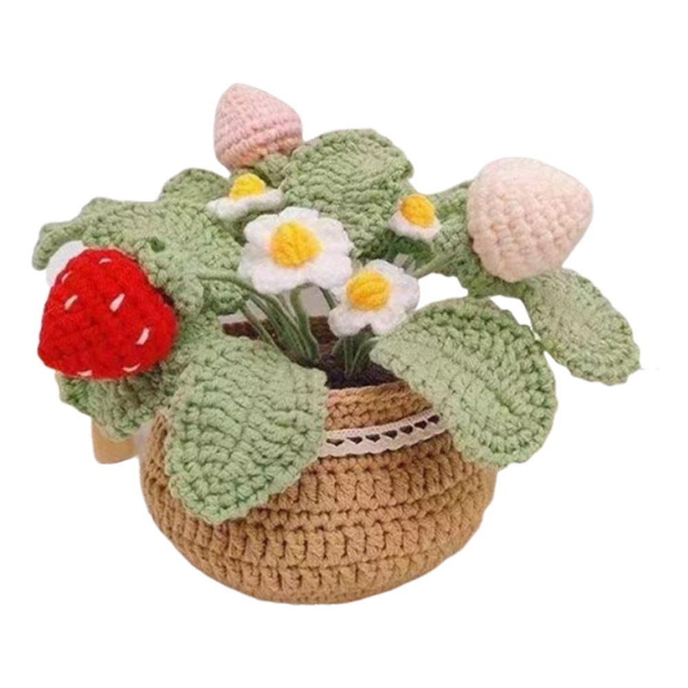 DIY Flower Potted Crochet Kit with Video Tutorials Hand-Knitted Cute Plant Wear Resist for Home Room Decor Desktop Ornament