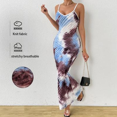 Bedrucktes Damenkleid, sexy, rückenfreies Neckholder-Kleid mit Fischschwanz und figurbetontem Schnitt