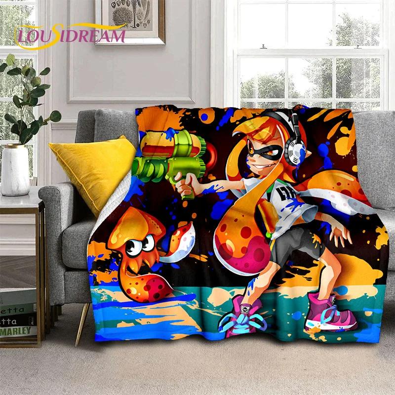 Splatoon3 PC Gamer Cartoon Game Soft Blankets,Keep Warm Throw Blanket Comfortable Blanket for Picnic Beds Sofa Home Bedroom Gift